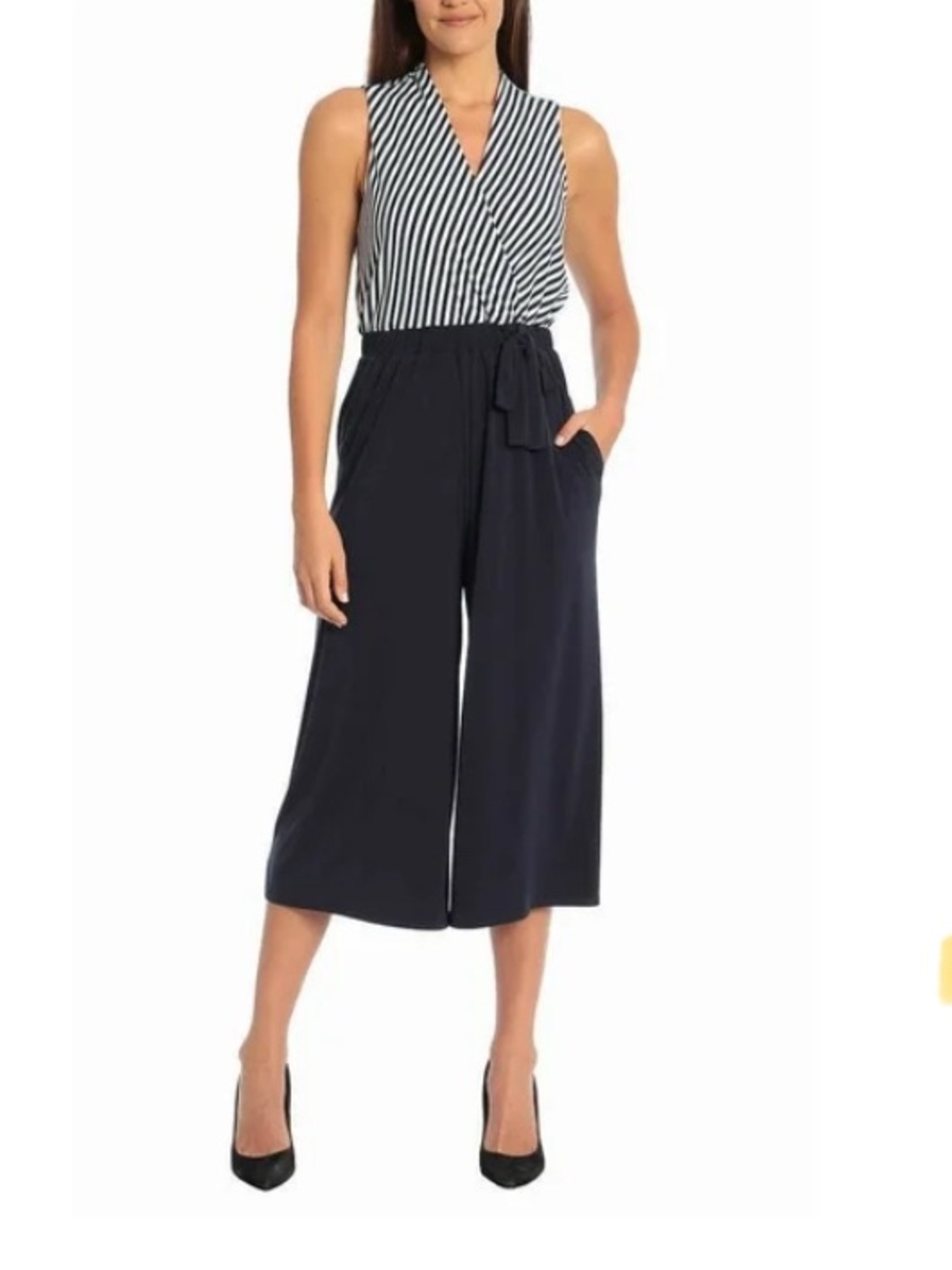 Sandra Darren Women's Sleeveless Jumpsuit, Navy/Ivory